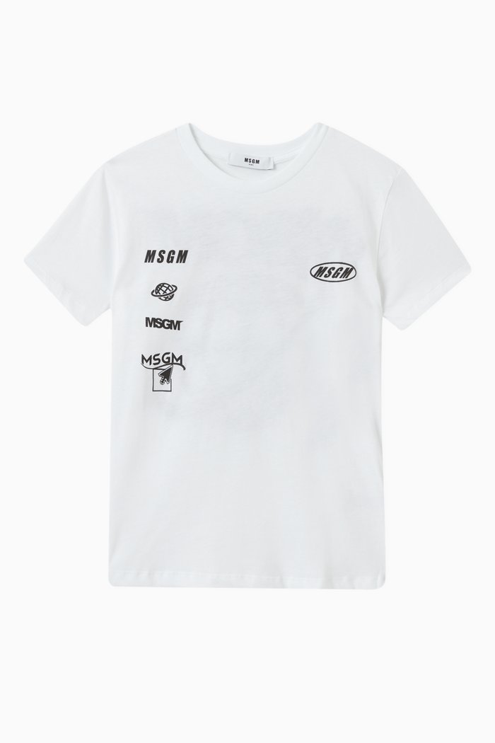 

Logo Patch Print T-shirt in Cotton, White