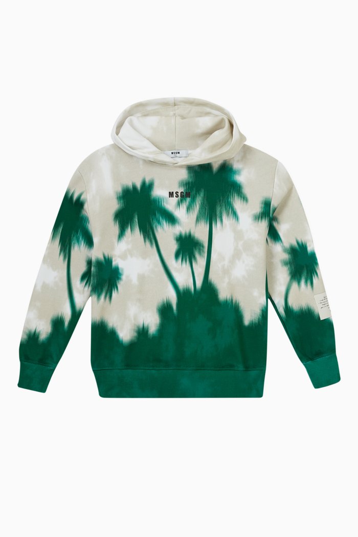 

Tie-dye Tree Print Hoodie in Cotton Jersey, Multicolour