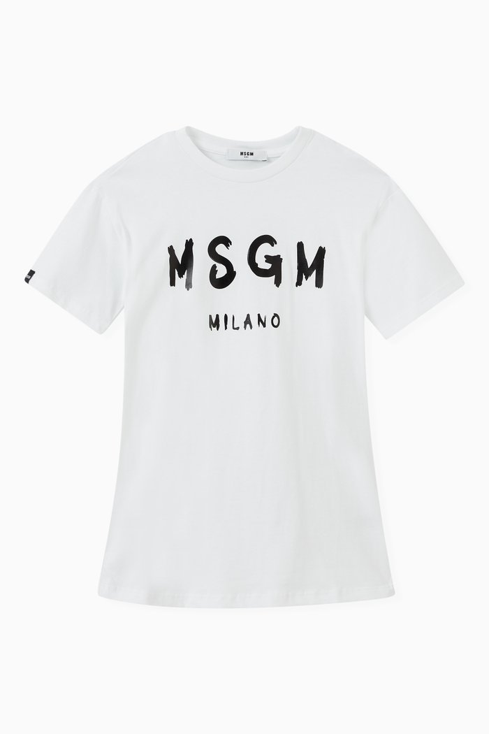 Logo Shirt Dress in Cotton, White