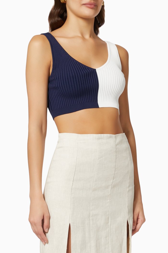 

Hana Top in Ribbed Knit, Blue