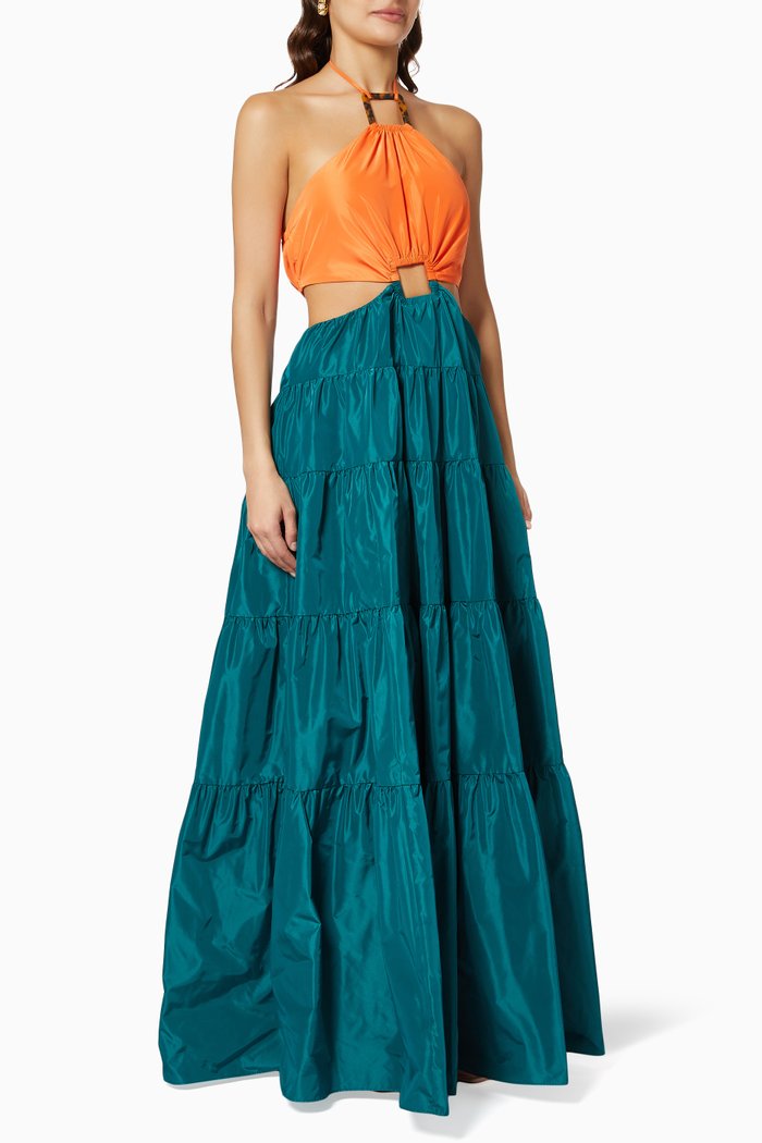 

Dome Cut Out Maxi Dress in Taffeta, Green