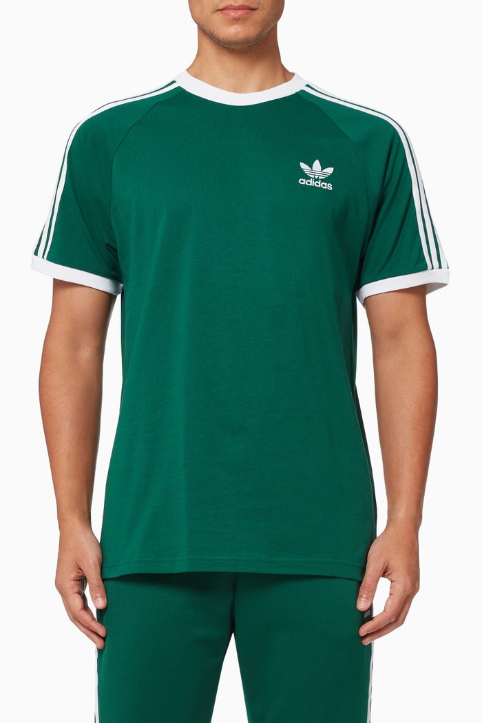 Adidas Classics 3-Stripes T-shirt in Cotton Jersey, Green