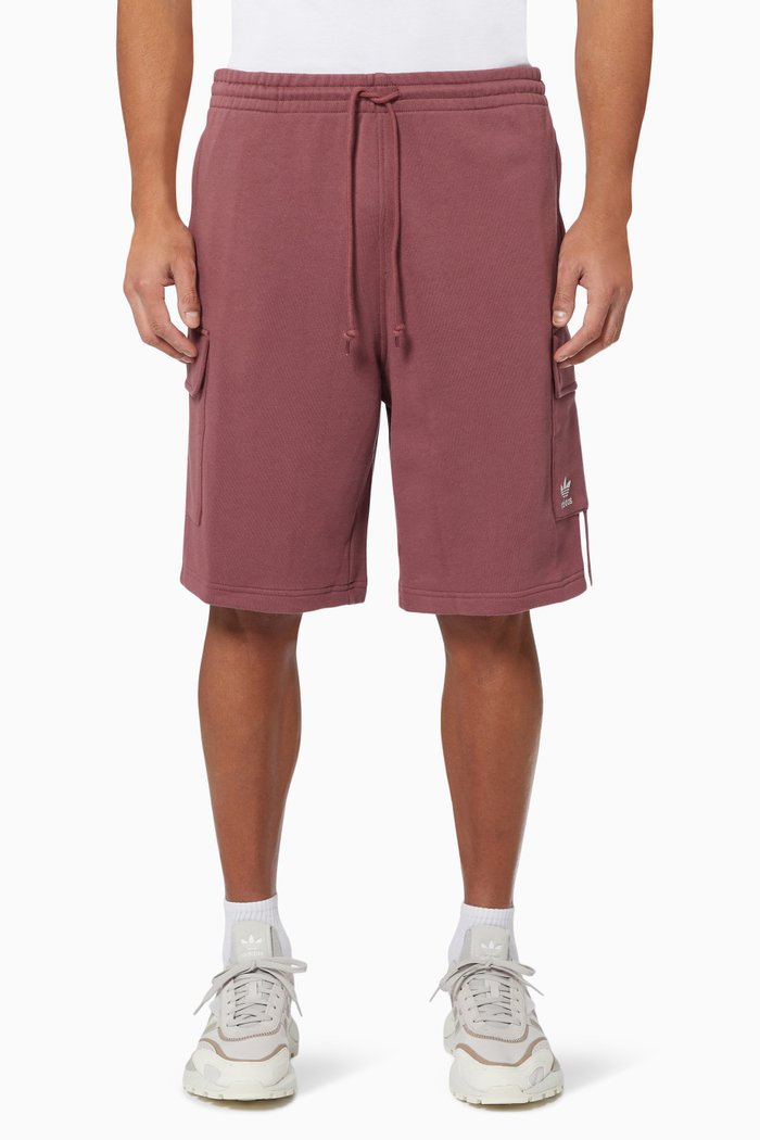 

3-Stripes Cargo Shorts in French Terry, Red