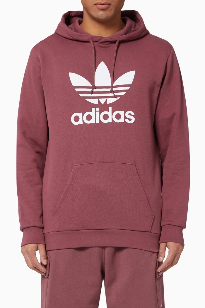

Adidas Classics Trefoil Hoodie in Cotton Terry, Red