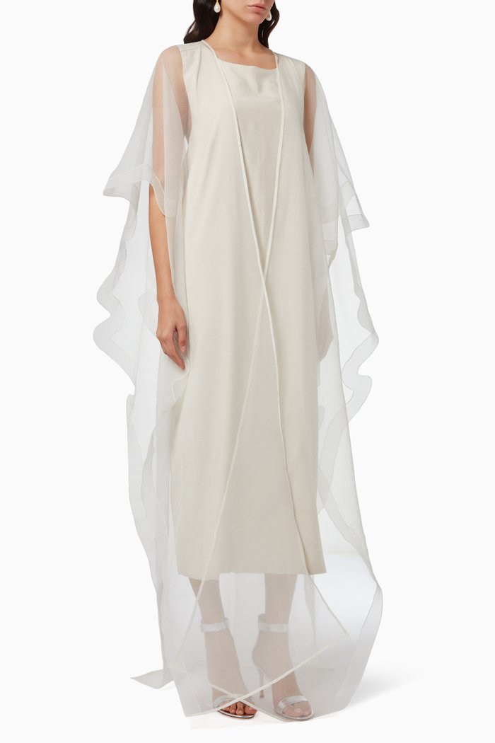 

Single Layer Abaya in Crinkled Organza, Neutral