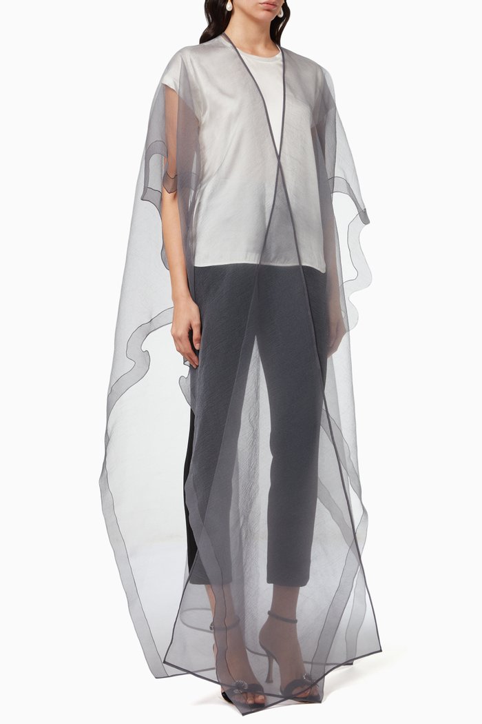 

Single Layer Abaya in Crinkled Organza, Grey
