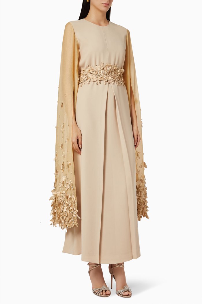 

Adeline Belted Embellished Dress, Neutral
