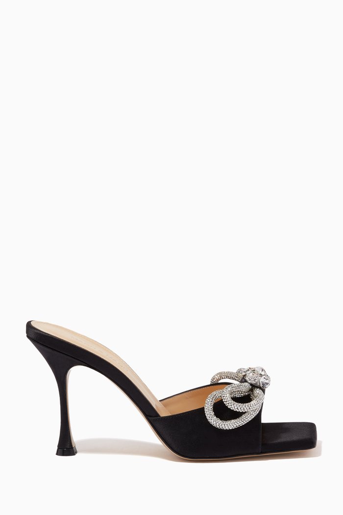 

Crystal Bow 95 Mules in Satin, Black