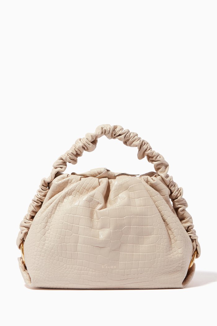 

Baby Bao Bag in Croc-embossed Leather, Grey
