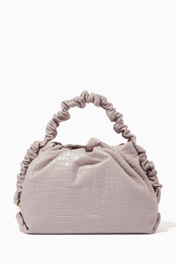 

Baby Bao Bag in Croc-embossed Leather, Pink