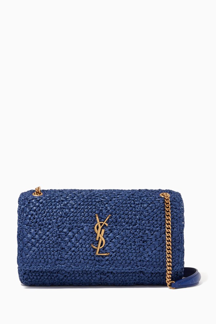 

Medium Jamie Bag in "Carré Rive Gauche" Raffia, Blue