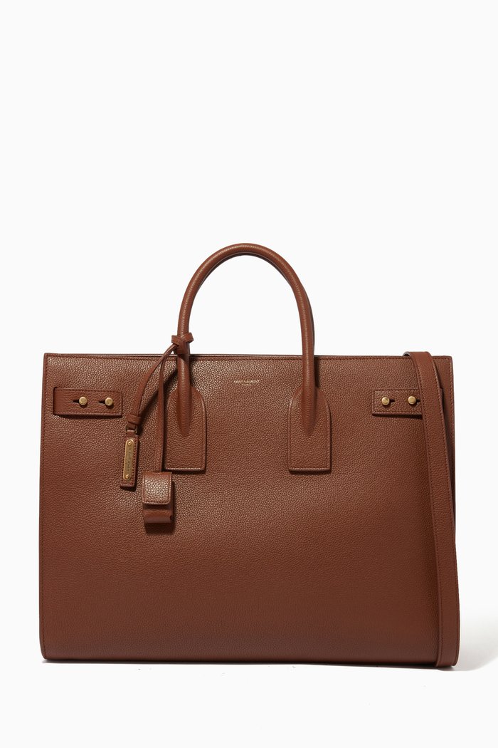 

Large Thin Sac De Jour in Grained Leather, Brown