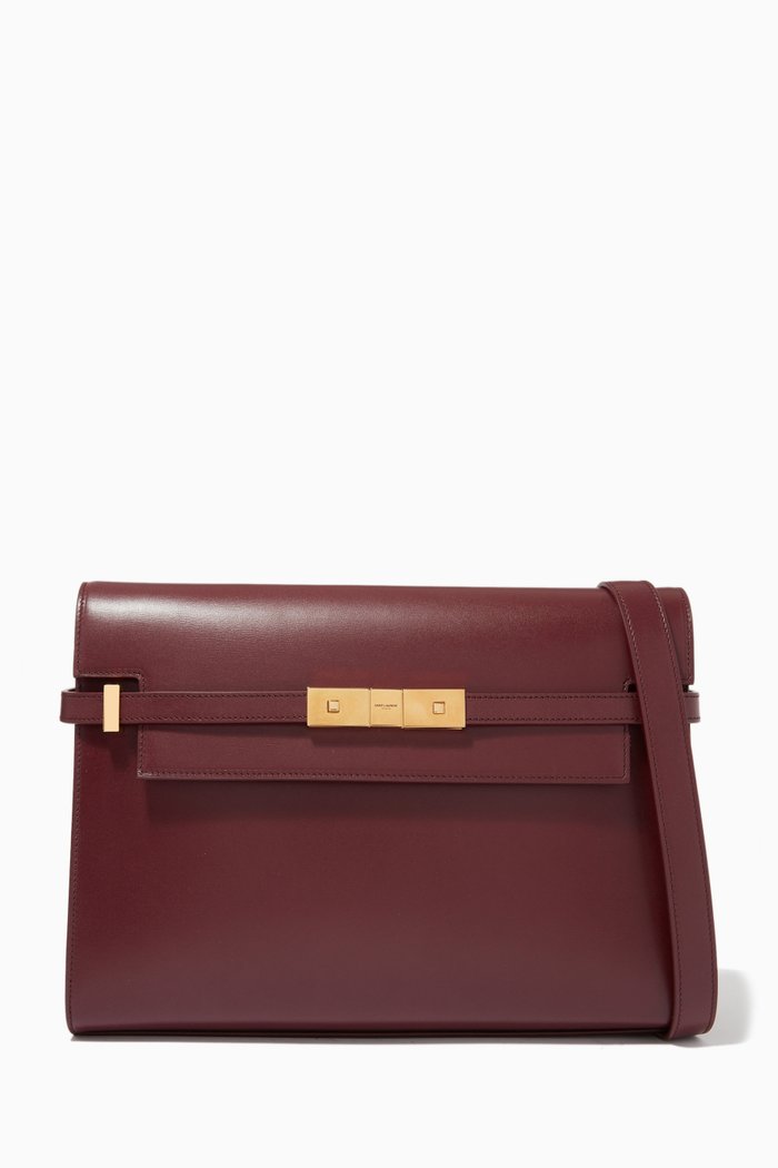 

Manhattan Shoulder Bag in Box Leather, Burgundy