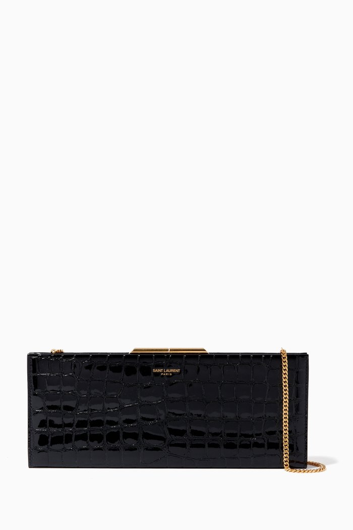 

Midnight Clutch Bag in Crocodile-embossed Leather, Black