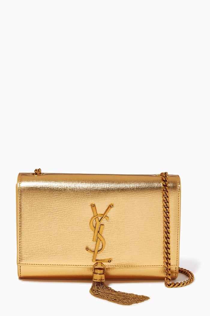 

Small Kate Shoulder Bag in Metallic Leather, Gold