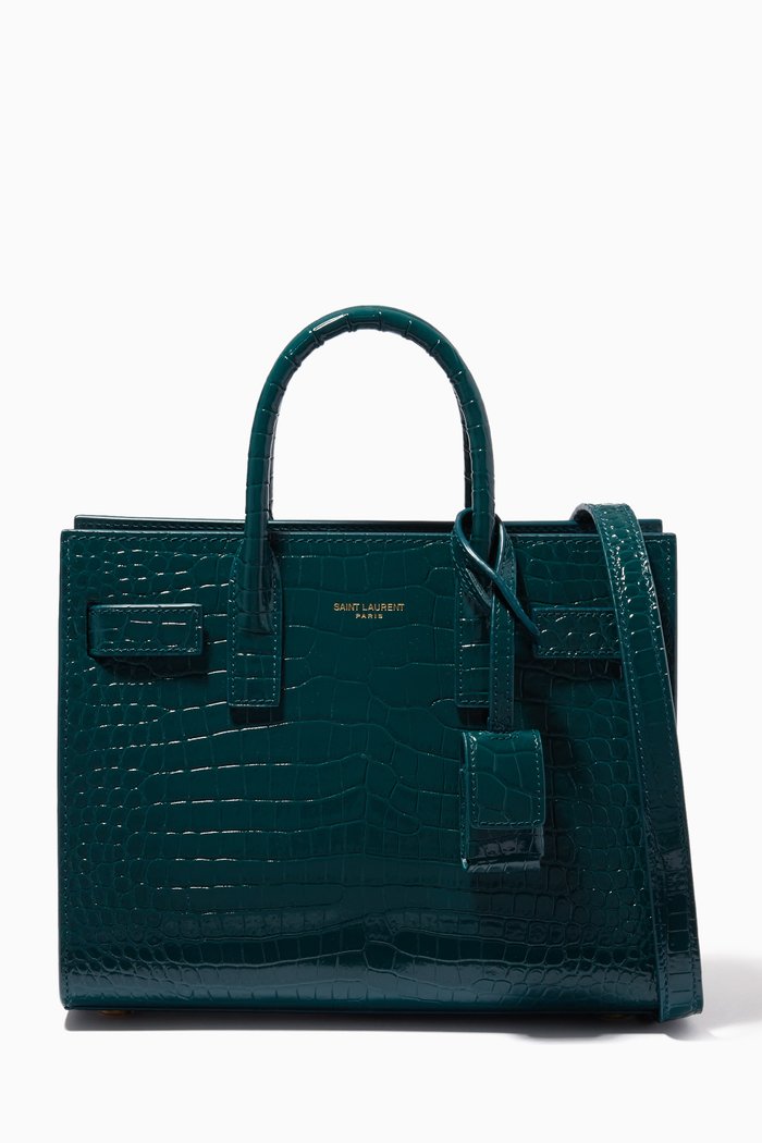 

Classic Sac de Jour Nano in Crocodile Embossed Shiny Leather, Green