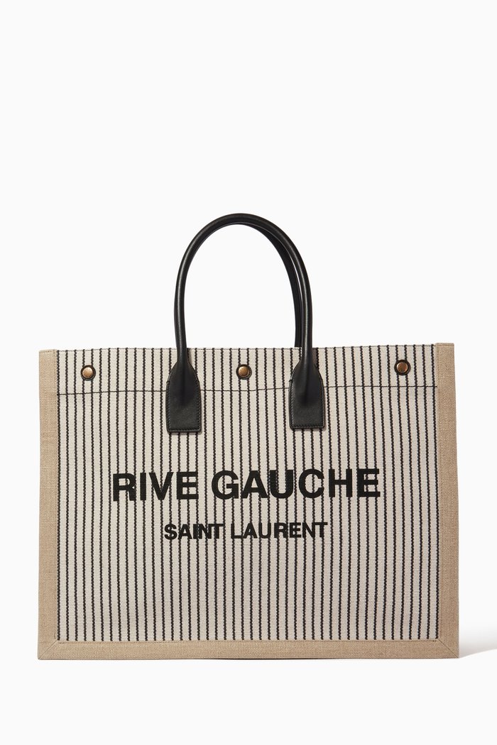 

Rive Gauche Tote Bag in Linen Canvas, White