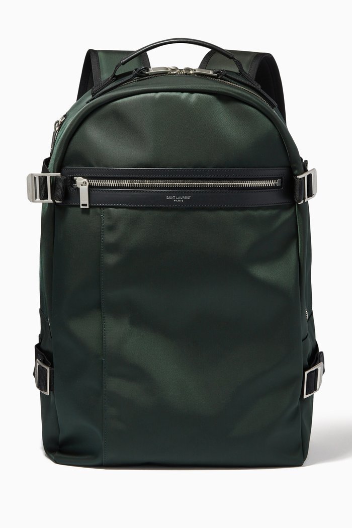 

City Trekking Backpack in ECONYL®, Smooth Leather & Nylon, Green