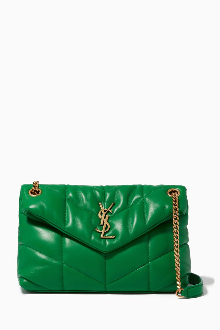 

Small Loulou Puffer Bag in Quilted Lambskin, Green