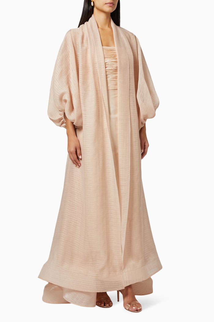 

Puff Sleeve Abaya in Organza, Neutral