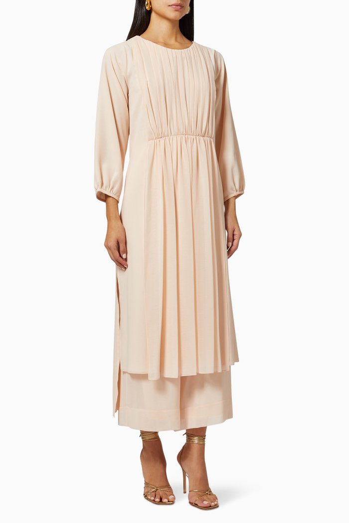 

Gathered Long Top & Pants Set in Chiffon, Orange