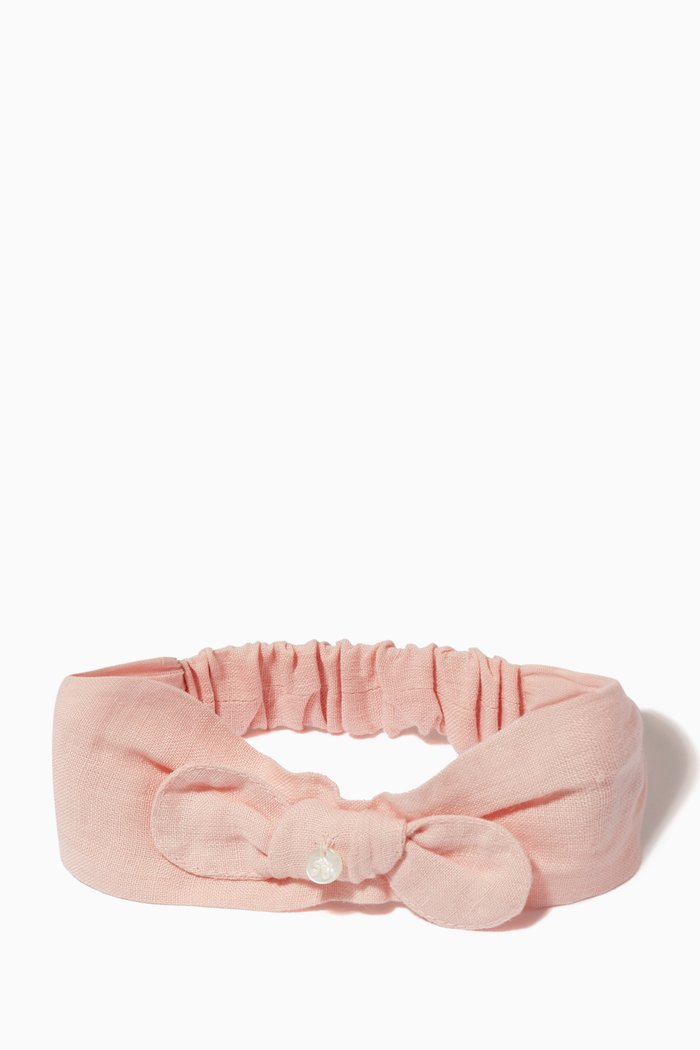 

Bow Headband in Linen, Pink