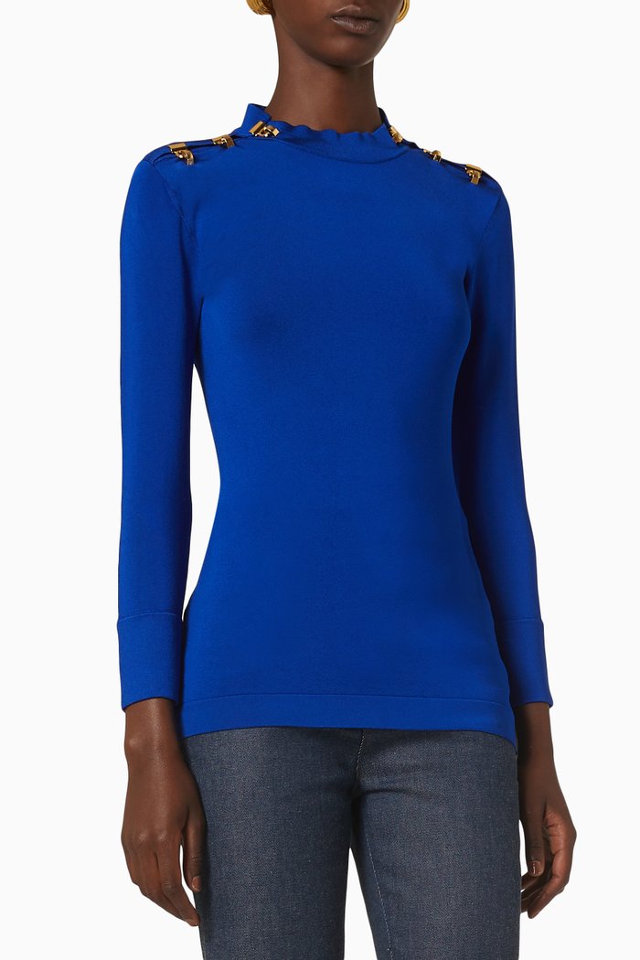 

Top in Shiny Viscose Knit, Blue