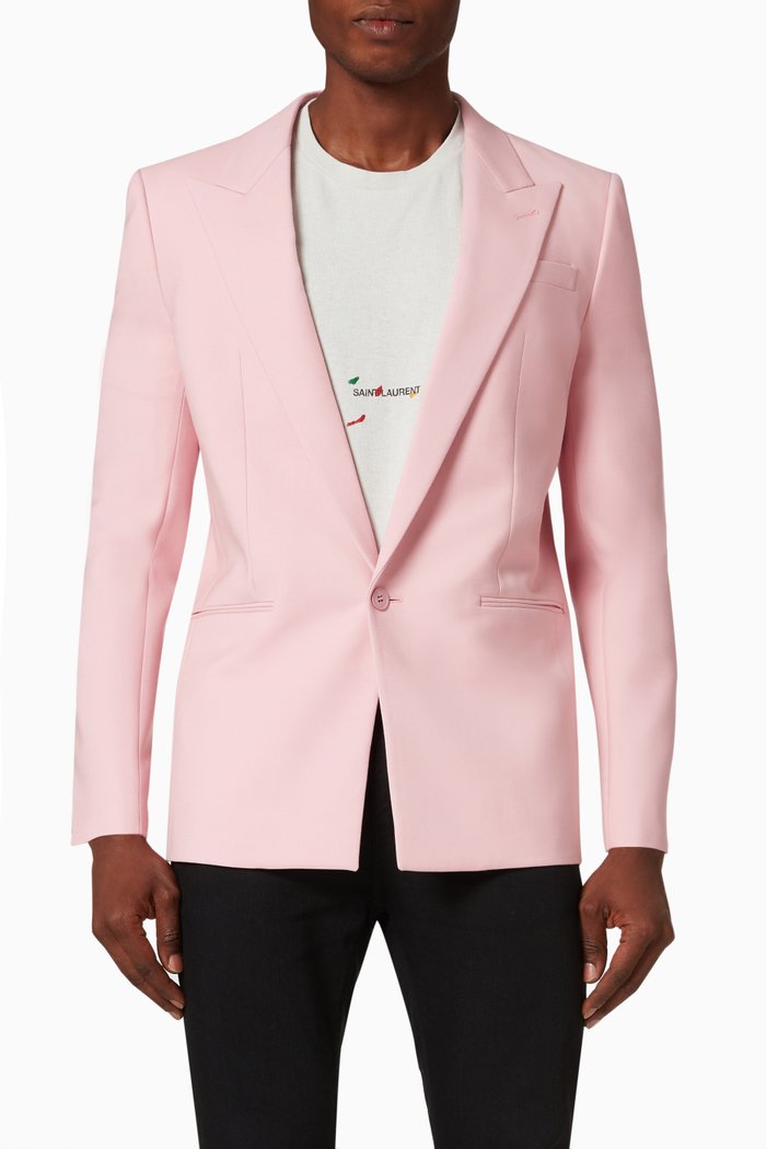 

Single Breasted Jacket in Wool & Mohair, Pink