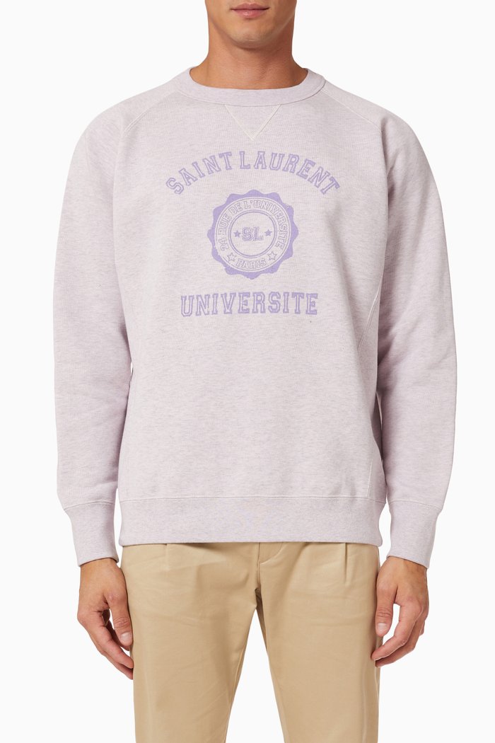 

SAINT LAURENT Université Sweatshirt in Organic Cotton Fleece, Purple