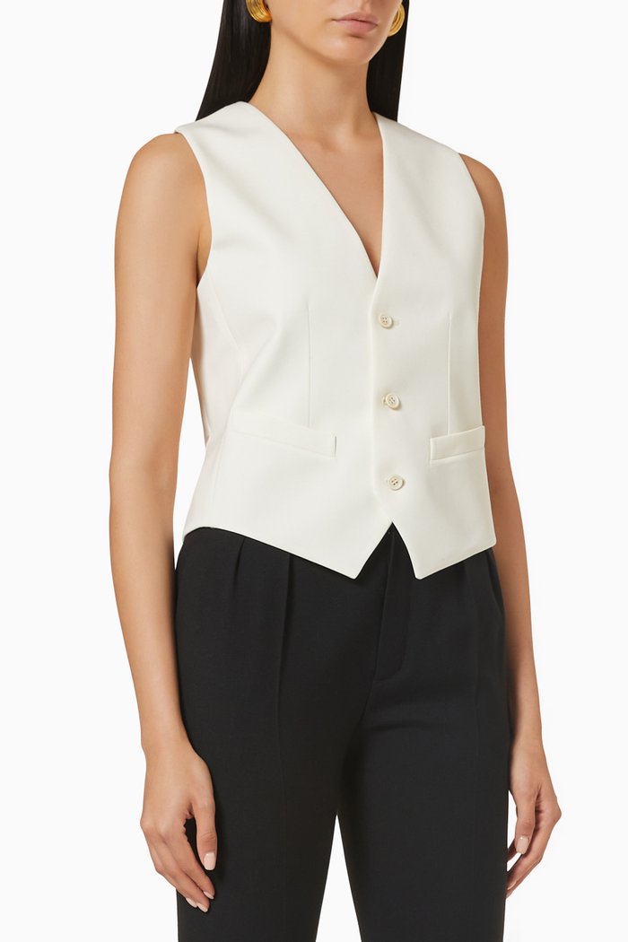 Vest in Grain De Poudre, White