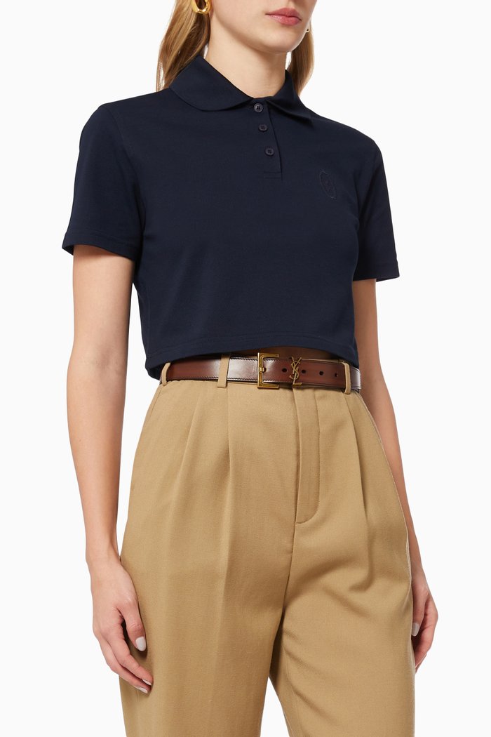 

Monogram Logo Polo Shirt in Cotton Piqué, Blue