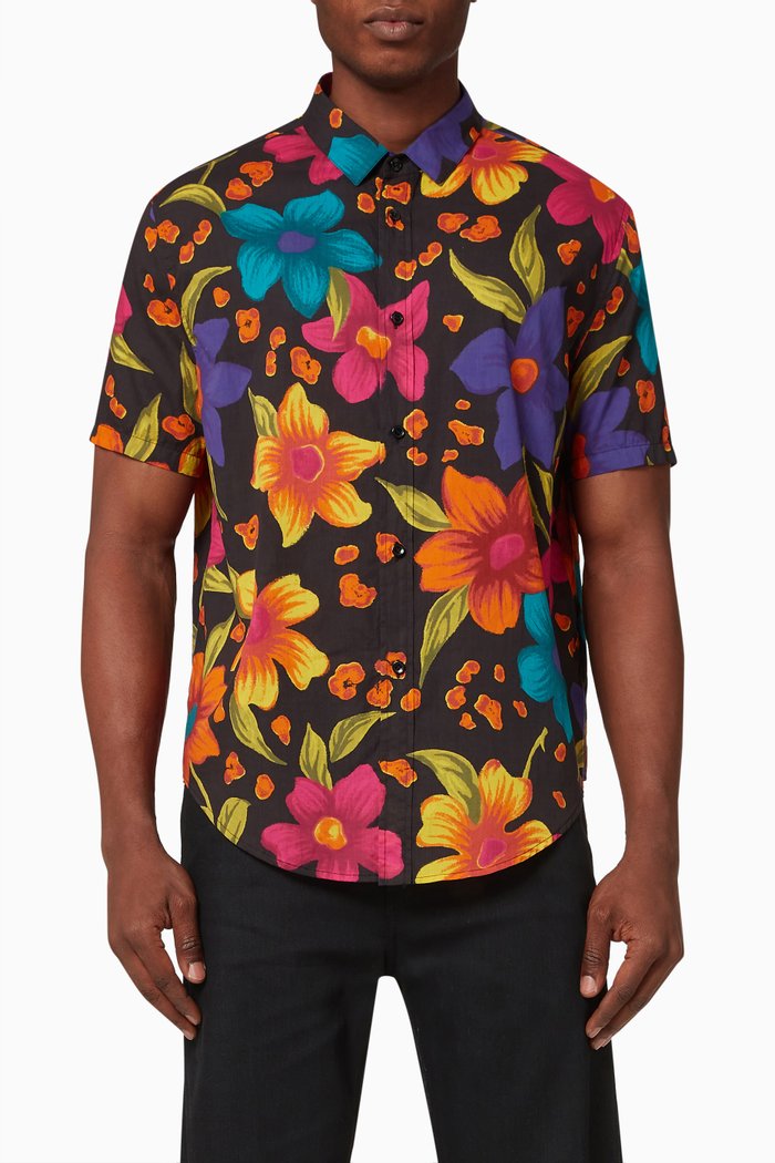 

Floral Shirt in Cotton, Black
