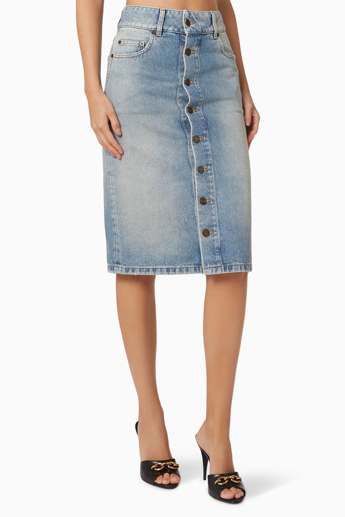 Midi Skirt in Denim, Blue