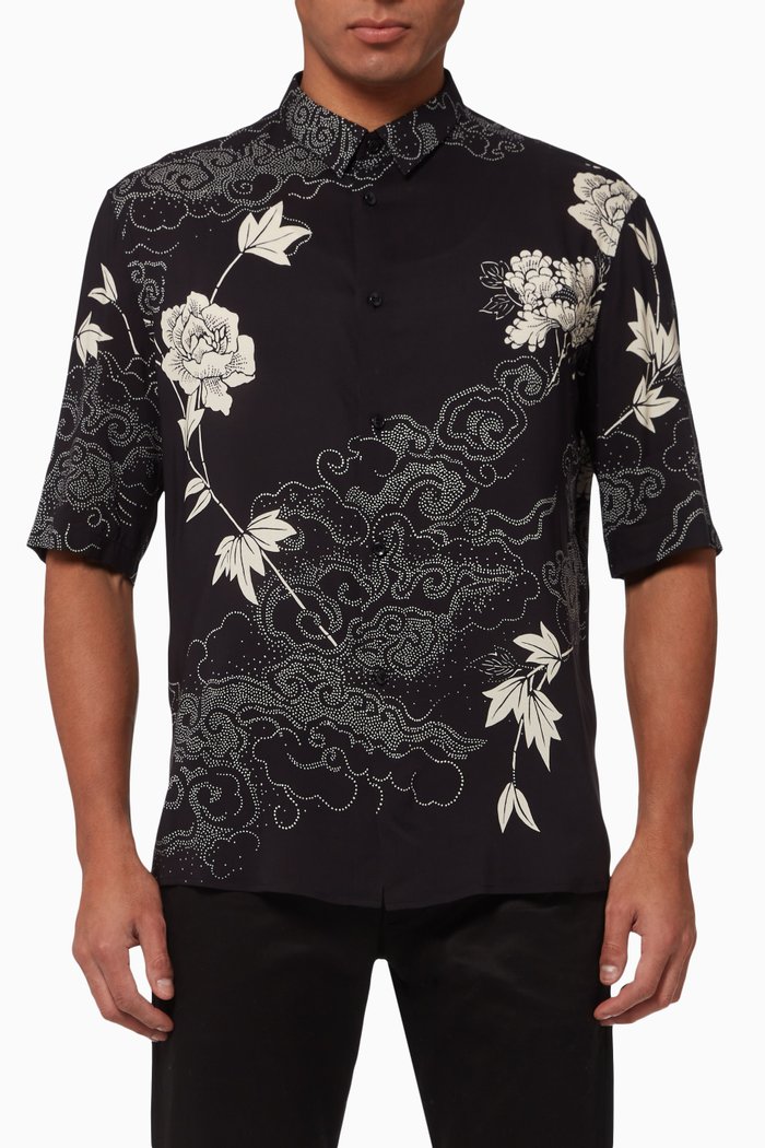 

Shirt in Printed Viscose, Black