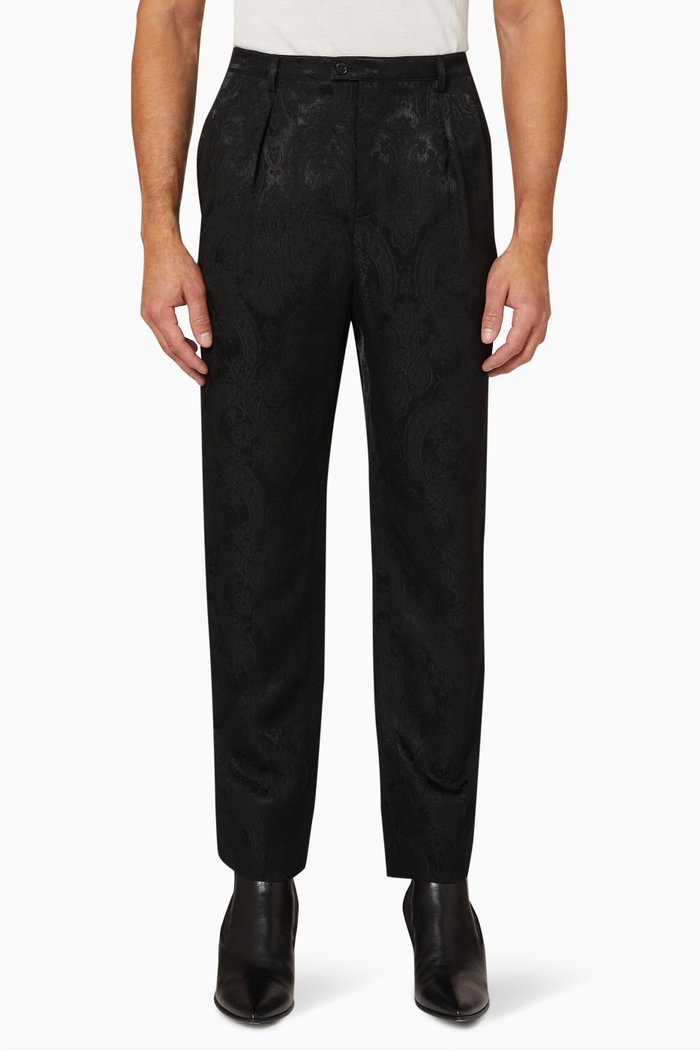 

Vintage Paisley Pants in Silk Blend, Black