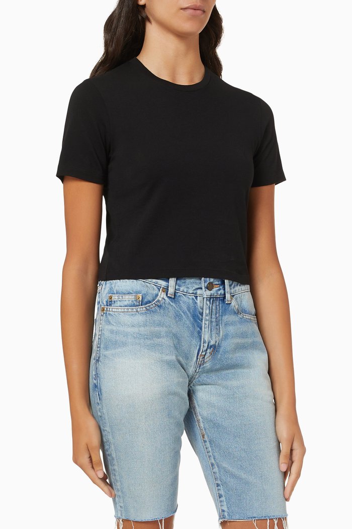 

Embroidered Monogram T-shirt in Cotton Jersey, Black