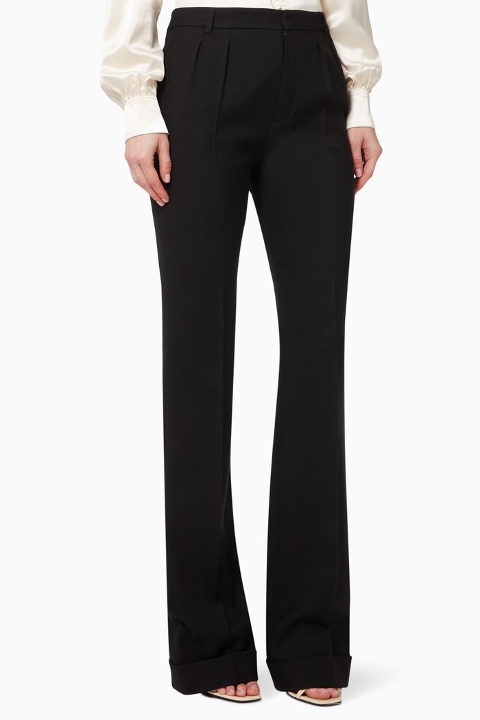 

Flared Trousers in Wool, Black
