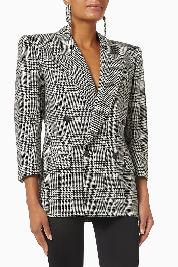 

Check Jacket in Wool Tweed, Black