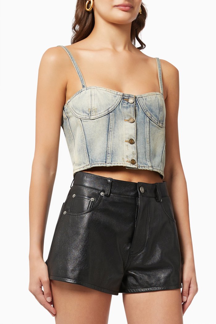 

Corset in Destroyed Denim, Blue