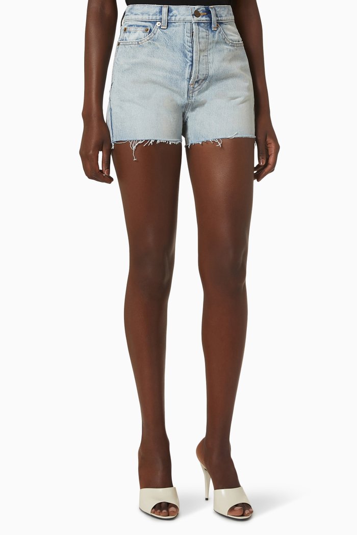 

Slim Shorts in Cotton Denim, Blue