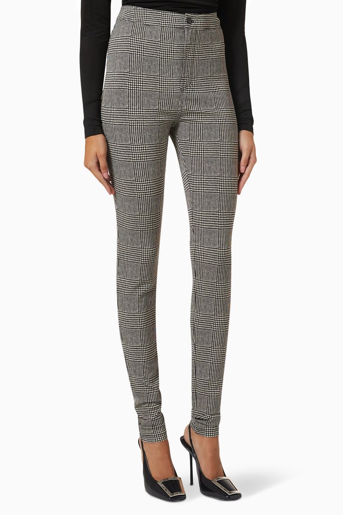 

Slim Fit Pants in Prince of Wales Jersey, Black