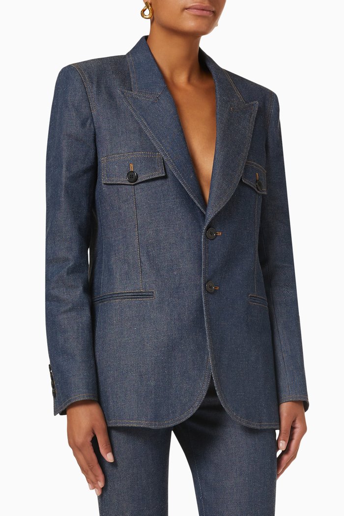 

Single Breasted Jacket in Denim, Blue
