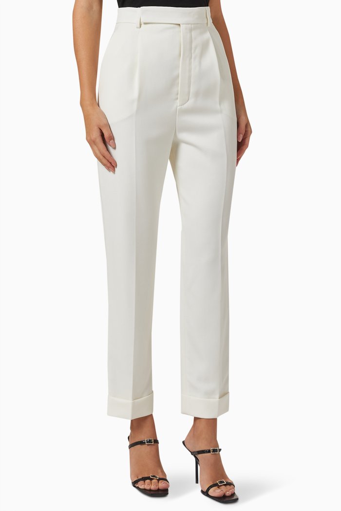 

Loose-fit Pants in Grain de Poudre, White