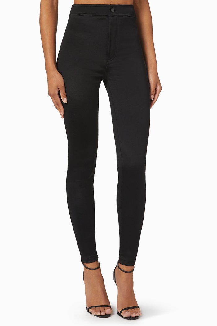 

Slim-fit Pants in Silky Jersey, Black