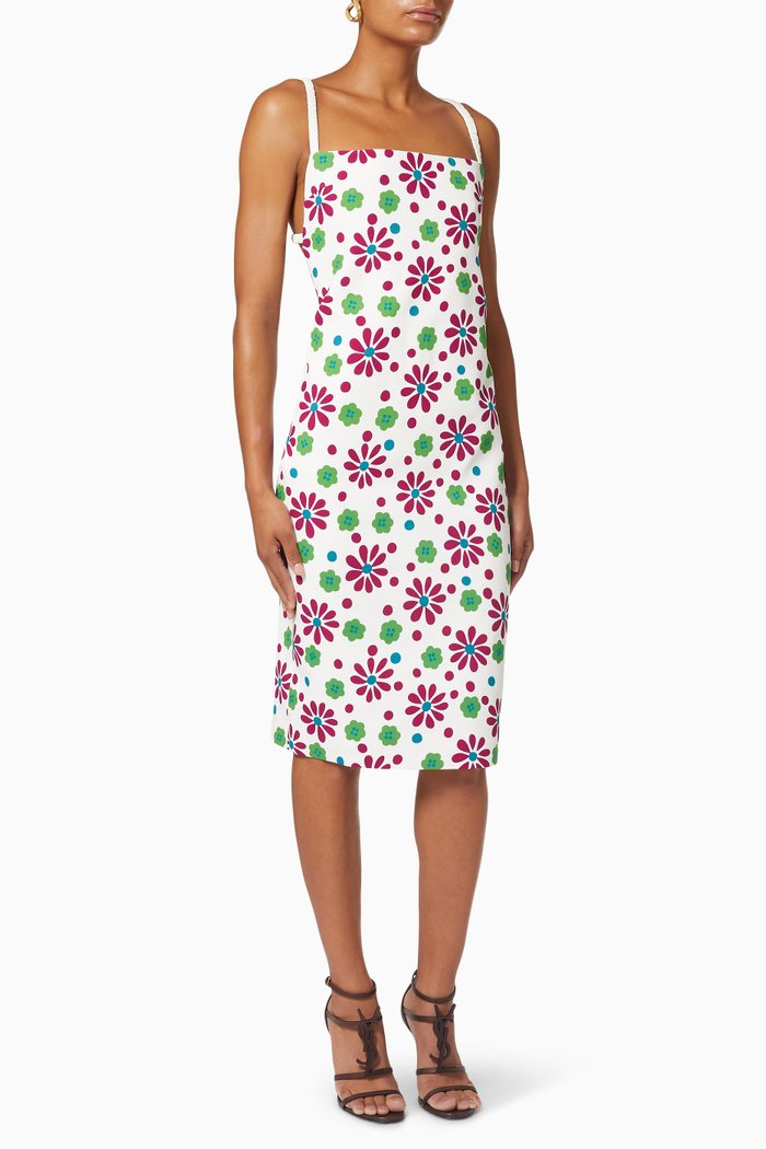 

Backless Midi Dress in Sablé Viscose, White