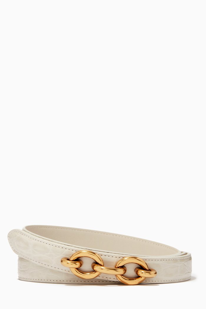 

Maillon Narrow Belt in Croc-embossed Leather, White