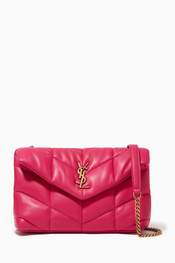 Puffer Toy Bag in Quilted Lambskin Leather, Pink