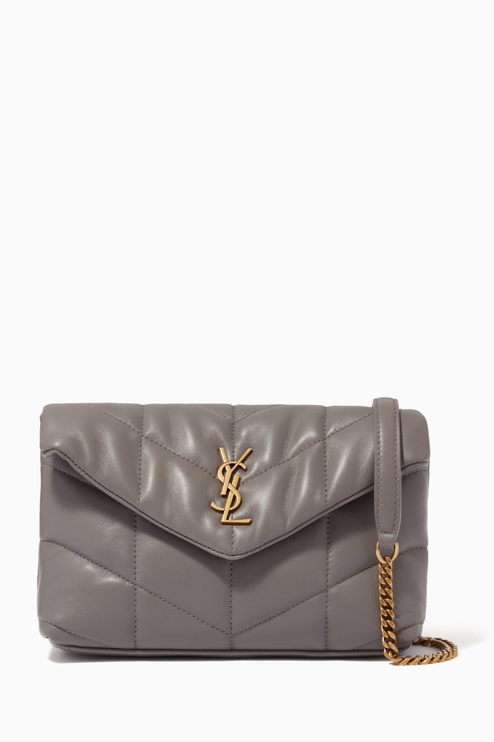 

Puffer Toy Bag in Quilted Lambskin Leather, Grey