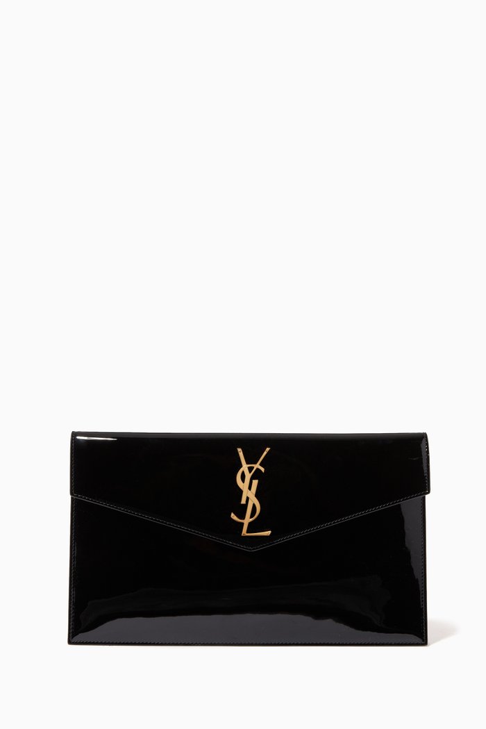 

Uptown Pouch in Embossed Leather, Black