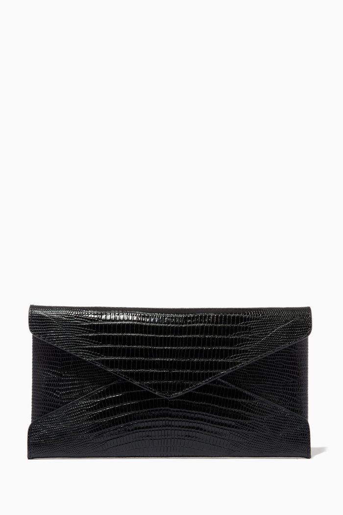 

Letter Pouch in Lizard Embossed Leather, Black
